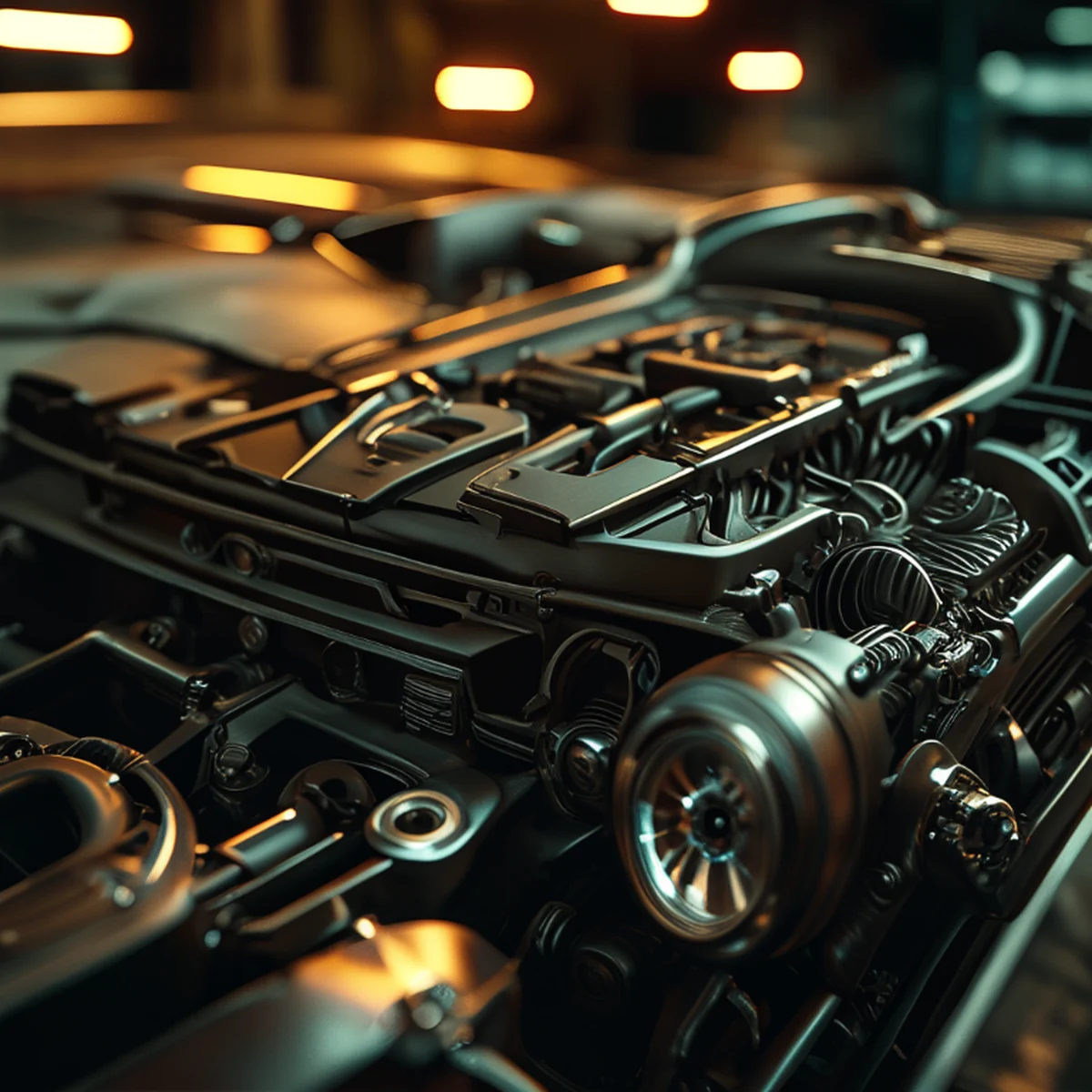 Detalle artístico de la ingeniería de un motor de alto rendimiento